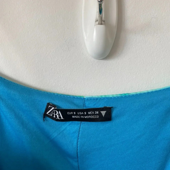 Zara Satin Effect Bustier Corset Bodysuit Blue Green Size Small Blogger Fave - Picture 14 of 15